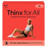 Thinx for All Women's Super Absorbency Cotton Brief Period Underwear, Black, thumbnail image