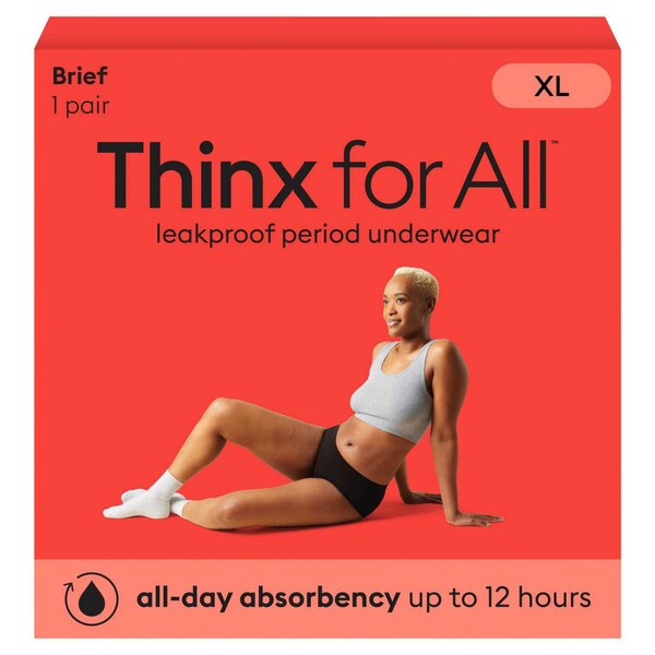Thinx for All Women's Super Absorbency Cotton Brief Period Underwear, Black