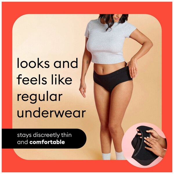 Thinx for All Women's Super Absorbency Cotton Brief Period Underwear, Black