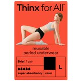 Thinx for All Women's Super Absorbency Cotton Brief Period Underwear, Black, thumbnail image