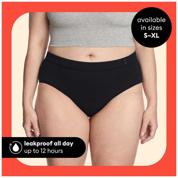 Thinx for All Women's Super Absorbency Cotton Brief Period Underwear, Black