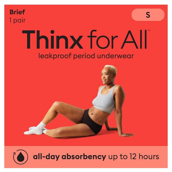 Thinx for All Women's Super Absorbency Cotton Brief Period Underwear, Black