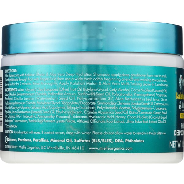 Mielle Kalahari Melon & Aloe Vera Deep Hydration 2-Minute Deep Conditioner, 12 OZ