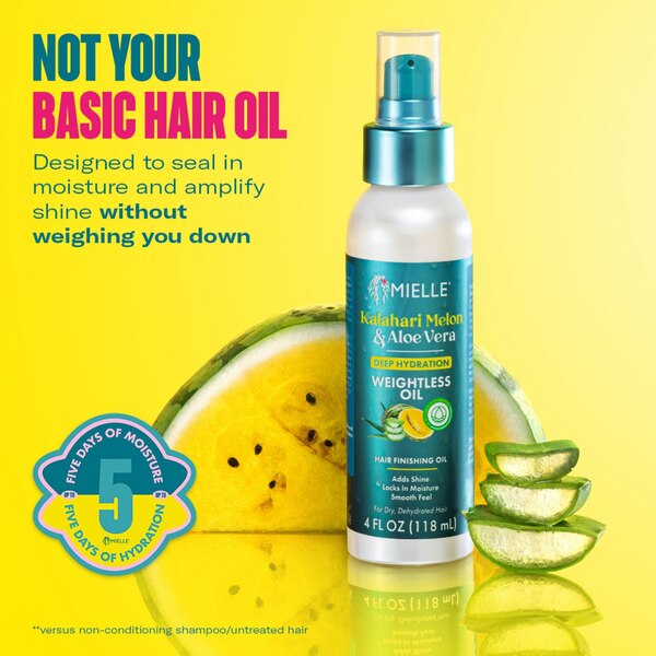 Mielle Kalahari Melon & Aloe Vera Deep Hydration Weightless Oil, 4 OZ