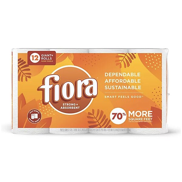Fiora Paper Towel, Giant+ Rolls, 12 Pack