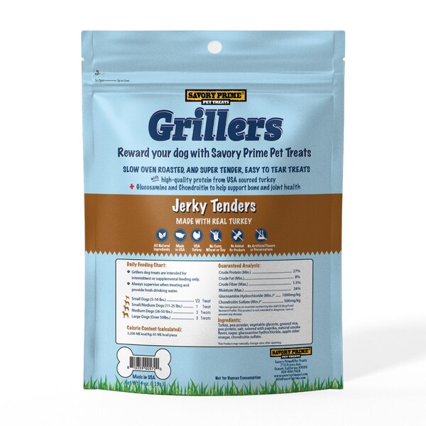 Savory Prime Grillers Jerky Tenders Dog Treats, 4 OZ