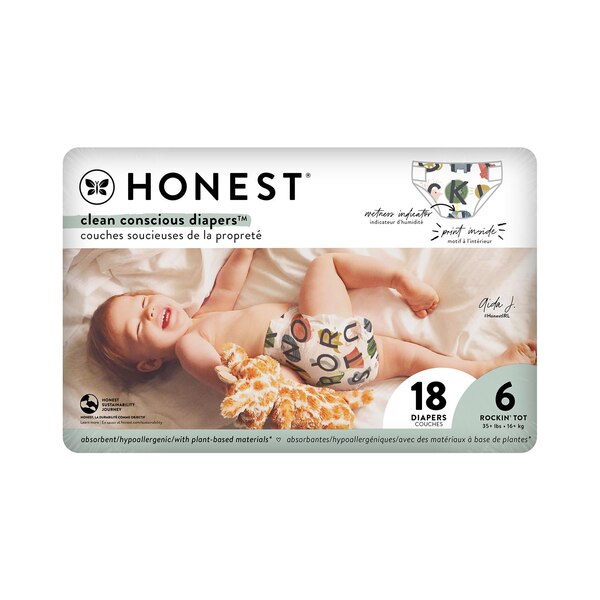 Clean Conscious Diapers, All the Letters, Size 6, 18 Count Polybag