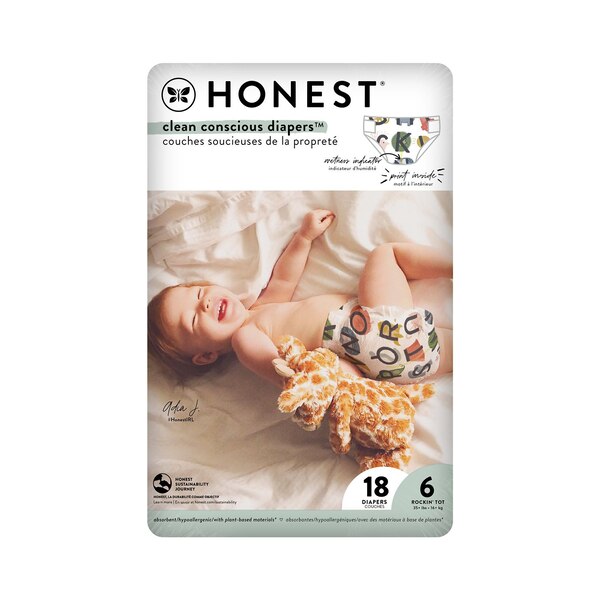 Clean Conscious Diapers, All the Letters, Size 6, 18 Count Polybag