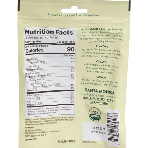 Vegobears, Santa Monica Gummy Bears, 4 Oz