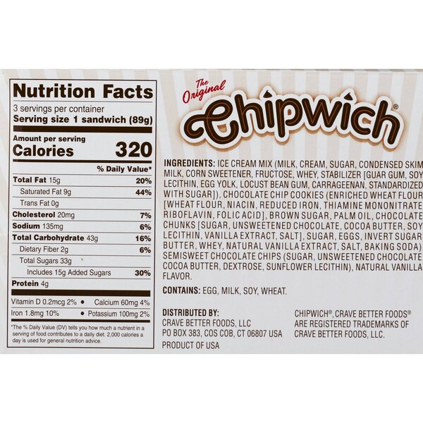 Chipwich Vanilla Chocolate Chip Ice Cream Sandwich