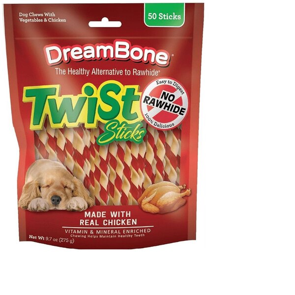 DreamBone Rawhide-Free Twist Stix, Vegetable & Chicken, 50 ct