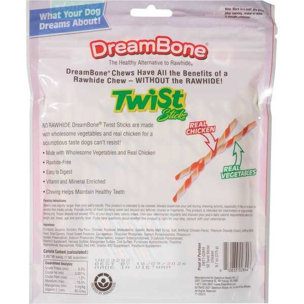 DreamBone Rawhide-Free Twist Stix, Vegetable & Chicken, 50 ct
