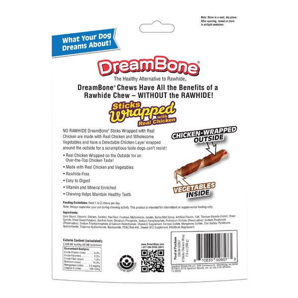 DreamBone Sticks Wrapped with Real Chicken Dog Chews