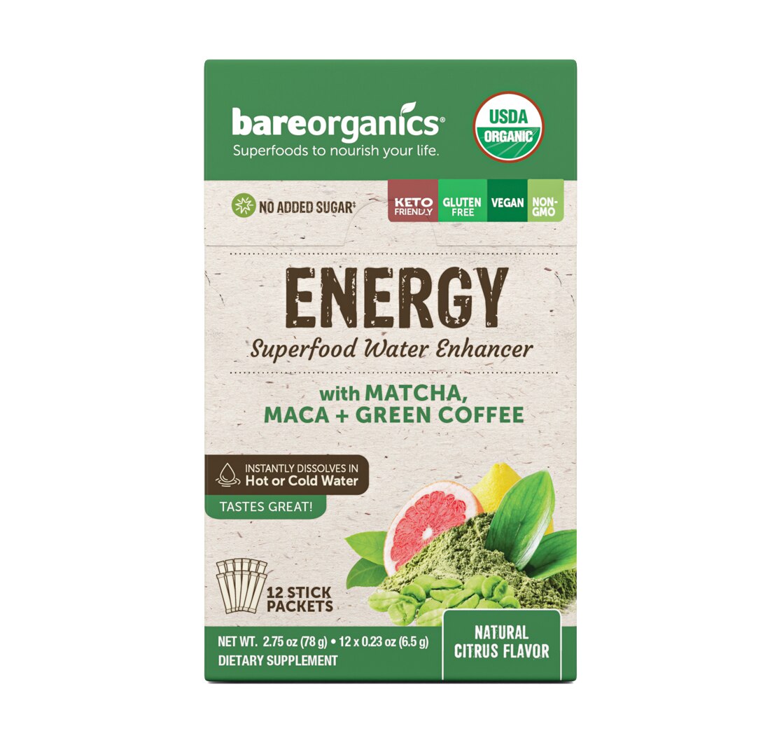 BareOrganics Energy Blend Superfood Water Enhancer, 5 CT