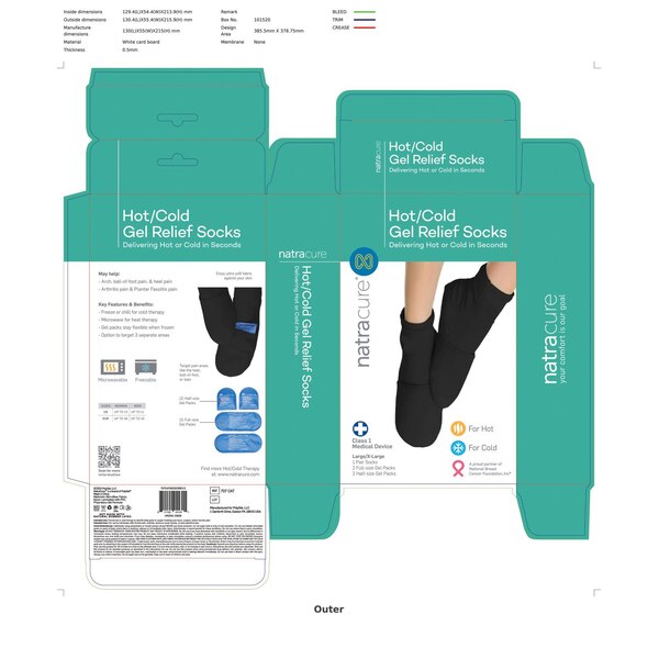 Natracure Hot/Cold Gel Relief Socks, 1 Pair, Large/XL