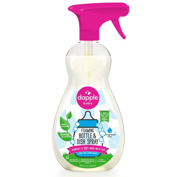 Dapple Baby Foaming Bottle & Dish Spray, Fragrance Free, 16.9 OZ