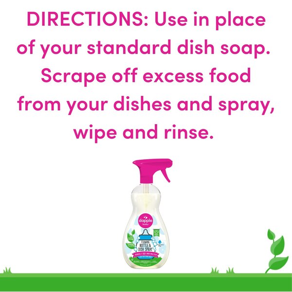 Dapple Baby Foaming Bottle & Dish Spray, Fragrance Free, 16.9 OZ