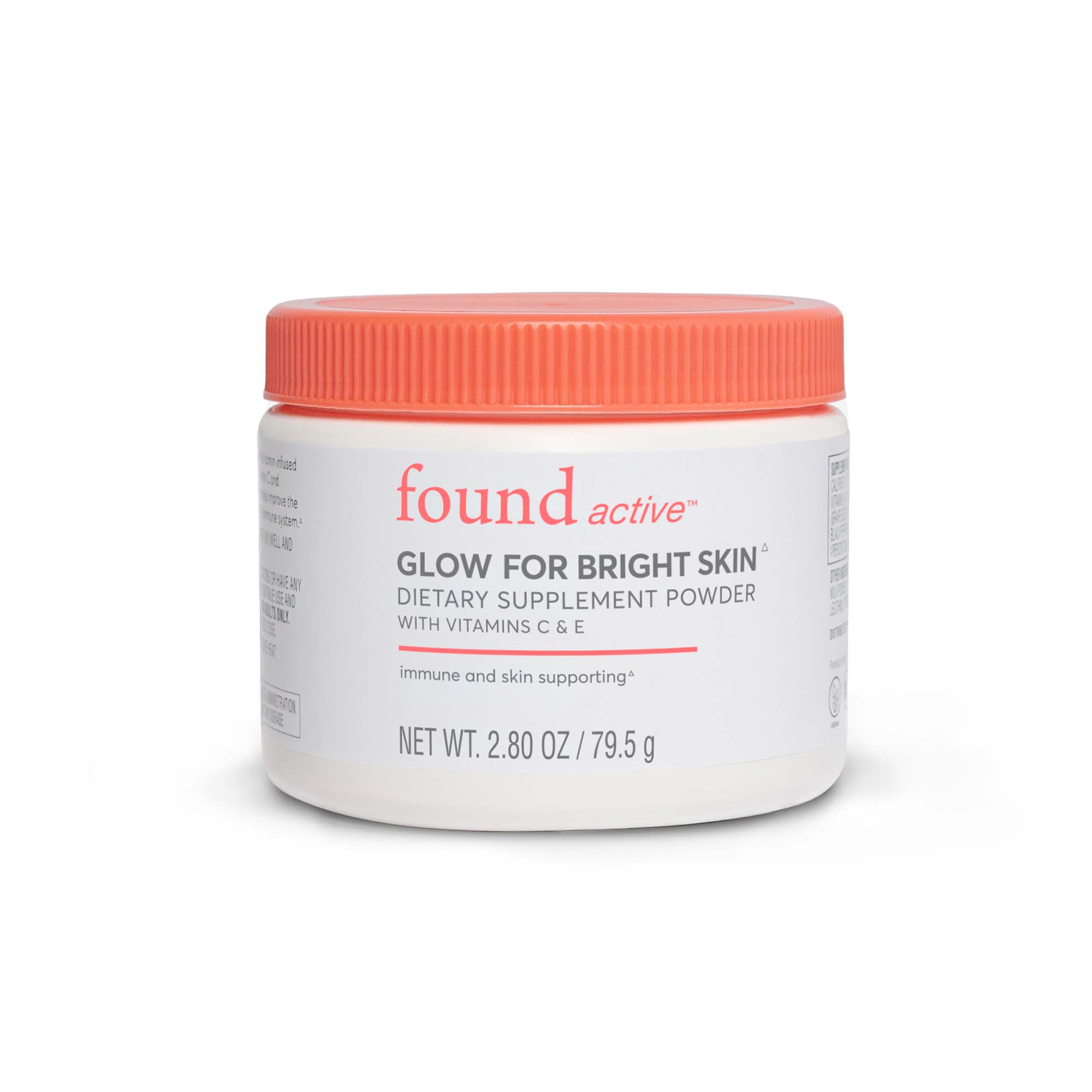 Found Active Glow for Bright Skin Dietary Supplement Powder with Vitamins C & E, 2.8 OZ