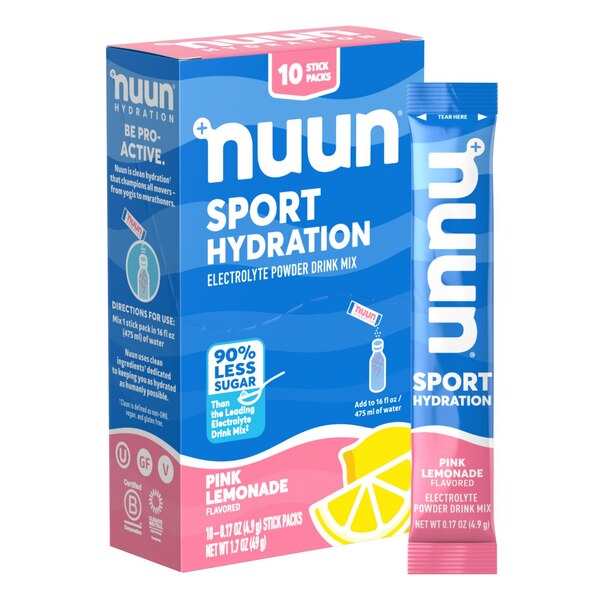 Nuun Sport Hydration Electrolyte Pink Lemonade Powder, 10 CT