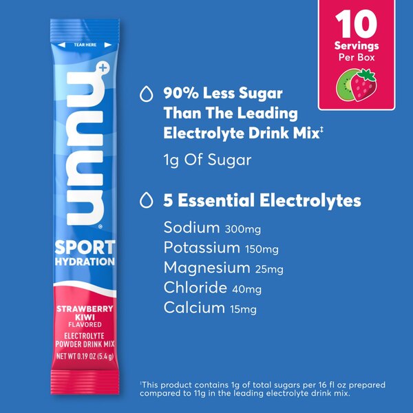 Nuun Sport Hydration Electrolytes PDR Strawberry Kiwi, 10 CT