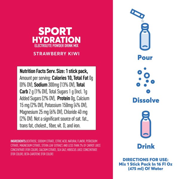 Nuun Sport Hydration Electrolytes PDR Strawberry Kiwi, 10 CT
