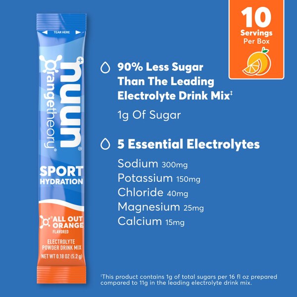 NUUN Sport Hydration Electrolytes PRD All Out Orange, 10 CT