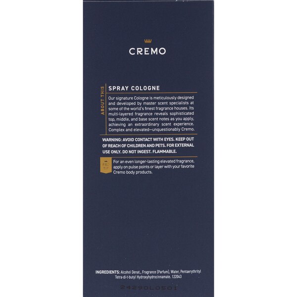 Cremo Cologne Spray, Palo Santo, 3.4 OZ