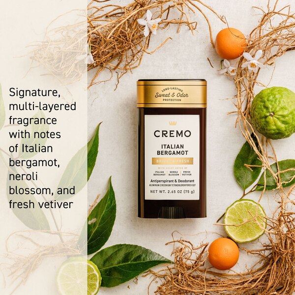 Cremo Antiperspirant Deodorant, Italian Bergamot, 2.65 OZ