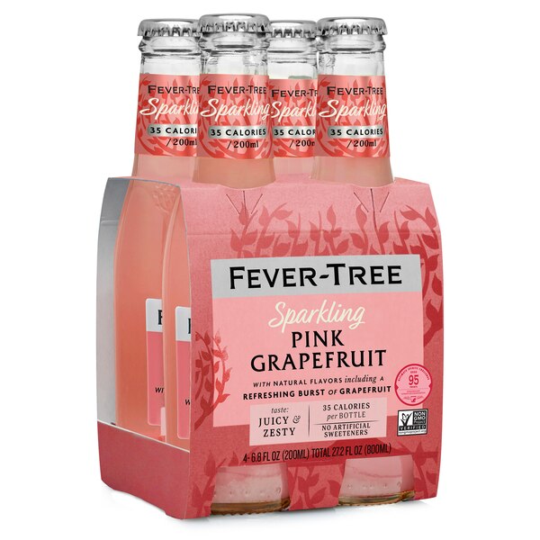 Fever-Tree Sparkling Pink Grapefruit, 4 ct, Bottles, 27.05 oz