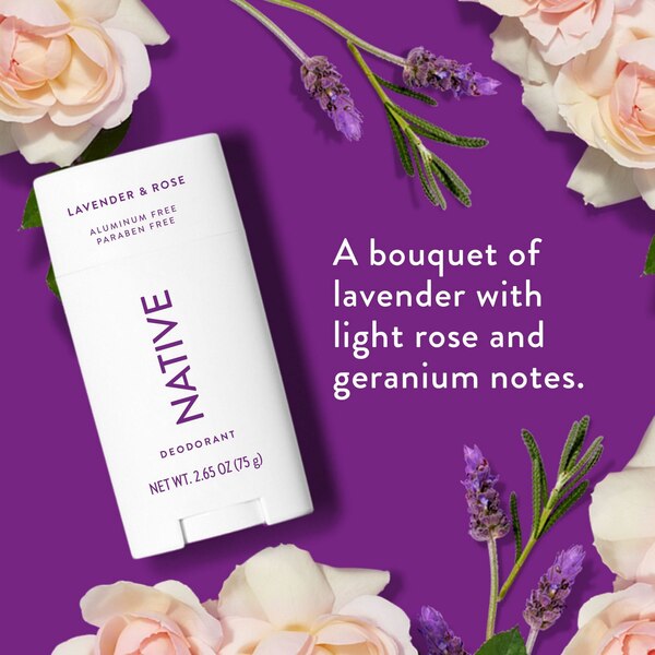 Native Deodorant Stick, Lavender & Rose, 2.65 OZ