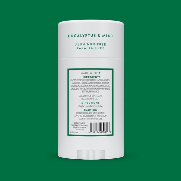 Native Deodorant Stick, Eucalyptus & Mint, 2.65 OZ