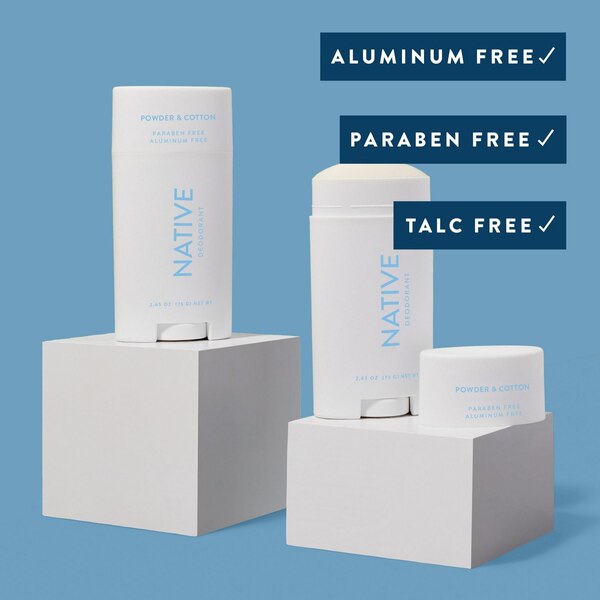Native Deodorant Stick, Powder & Cotton, 2.65 OZ