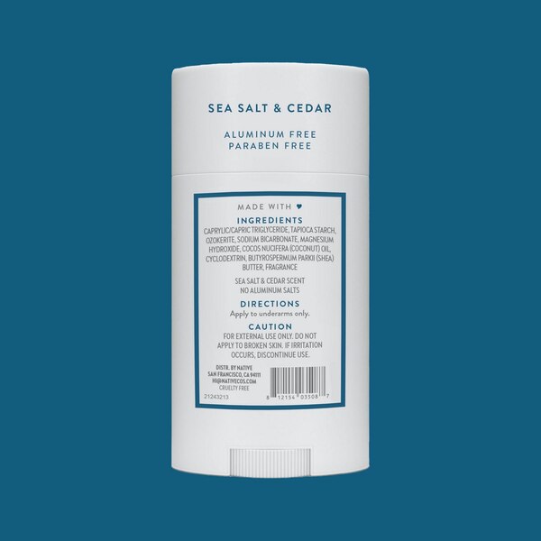 Native Deodorant Stick, Sea Salt & Cedar, 2.65 OZ
