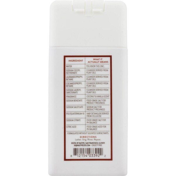 Native Coconut & Vanilla Moisturizing Shampoo, 3 OZ