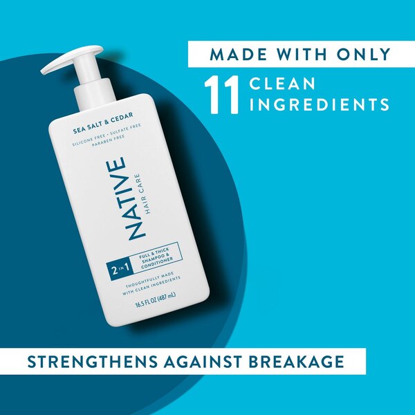 Native Full & Thick 2-in-1 Shampoo & Conditioner, Sea Salt & Cedar, 16.5 OZ