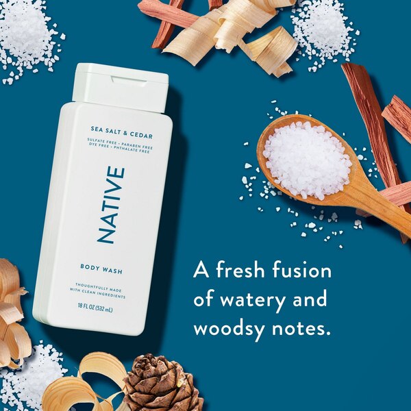 Native Sulfate Free Body Wash, Sea Salt & Cedar, 18 OZ