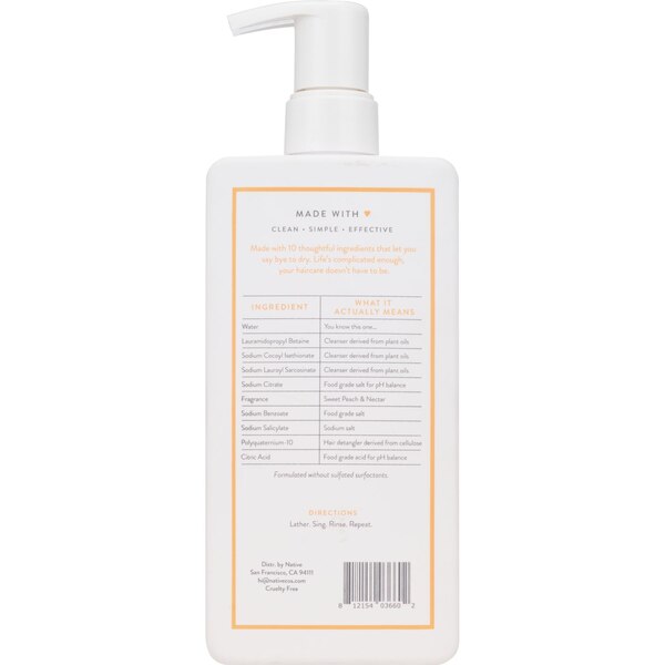 Native Moisturizing Shampoo, Sweet Peach & Nectar, 16.5 OZ
