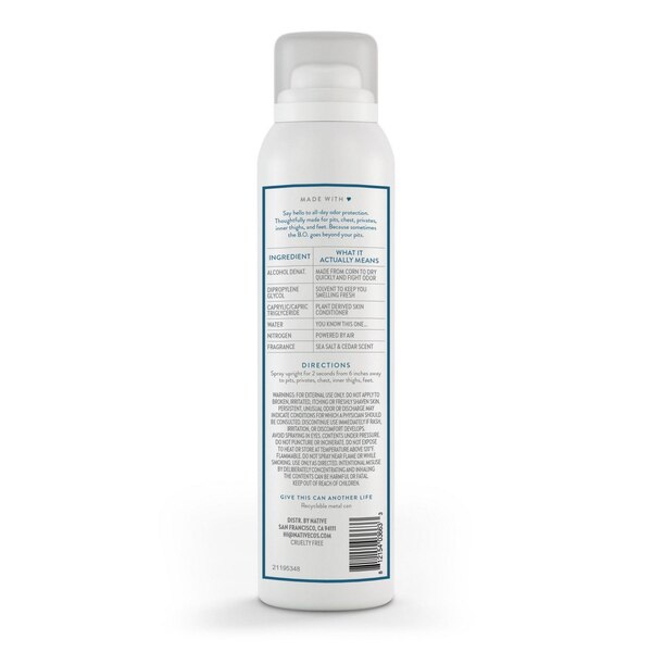 Native Aluminum Free All Day Deodorant & Body Spray, Sea Salt & Cedar, 3.5 OZ