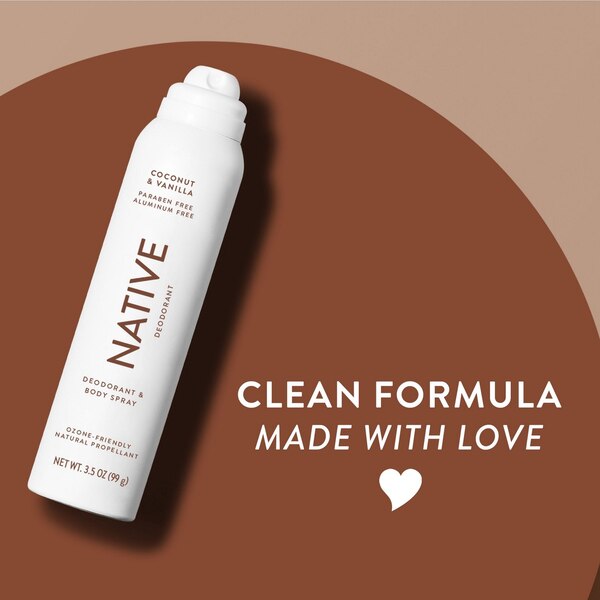 Native Aluminum Free All Day Deodorant & Body Spray, Coconut & Vanilla, 3.5 OZ