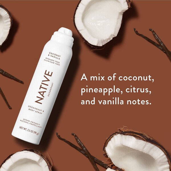 Native Aluminum Free All Day Deodorant & Body Spray, Coconut & Vanilla, 3.5 OZ