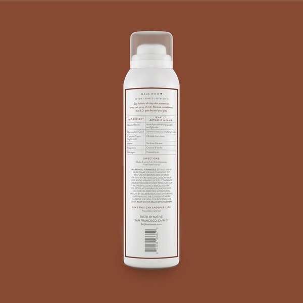 Native Aluminum Free All Day Deodorant & Body Spray, Coconut & Vanilla, 3.5 OZ