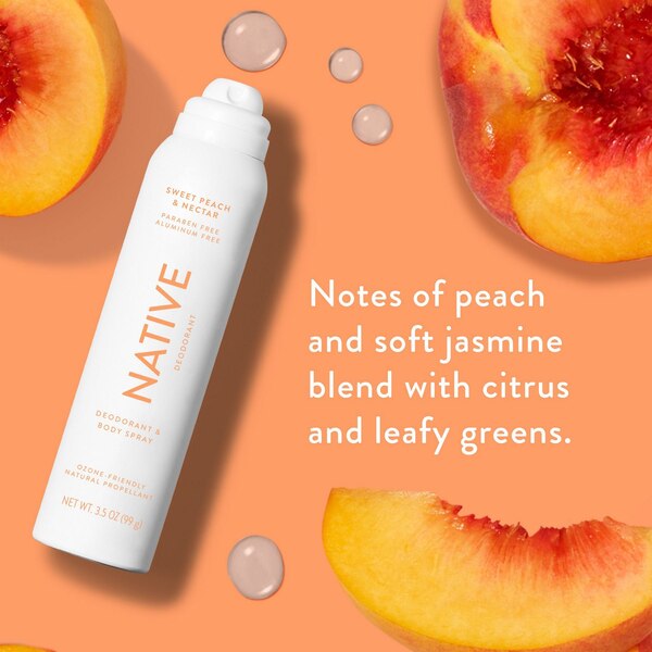 Native Aluminum Free All Day Deodorant Body Spray, Sweet Peach & Nectar, 3.5 OZ