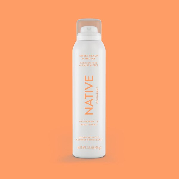 Native Aluminum Free All Day Deodorant Body Spray, Sweet Peach & Nectar, 3.5 OZ