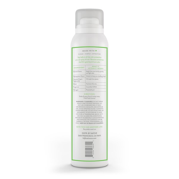 Native Aluminum Free All Day Deodorant & Body Spray, Cucumber & Mint, 3.5 OZ
