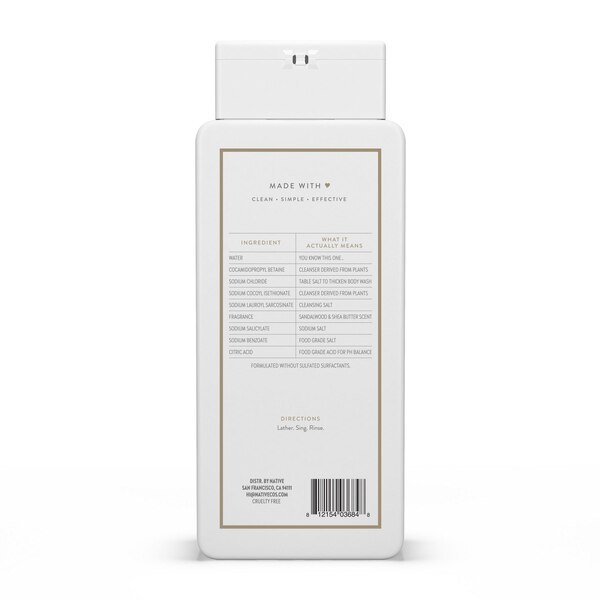 Native Body Wash, Sandalwood & Shea Butter, 18 OZ