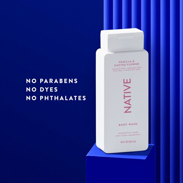Native Body Wash, Vanilla & Cactus Flower, 18 oz