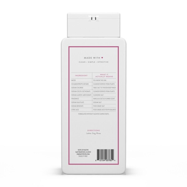 Native Body Wash, Vanilla & Cactus Flower, 18 oz