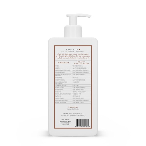 Native Hand & Body Lotion, Coconut & Vanilla, 16.5 OZ