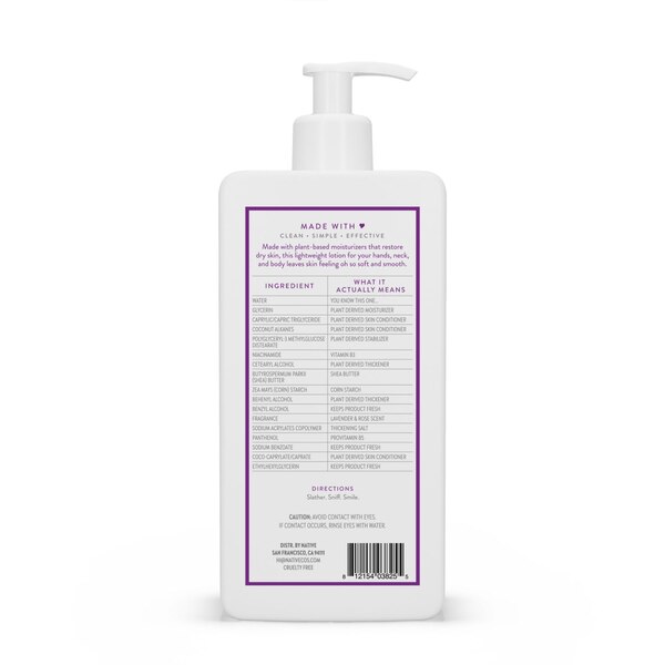 Native Hand and Body Lotion, Lavender & Rose