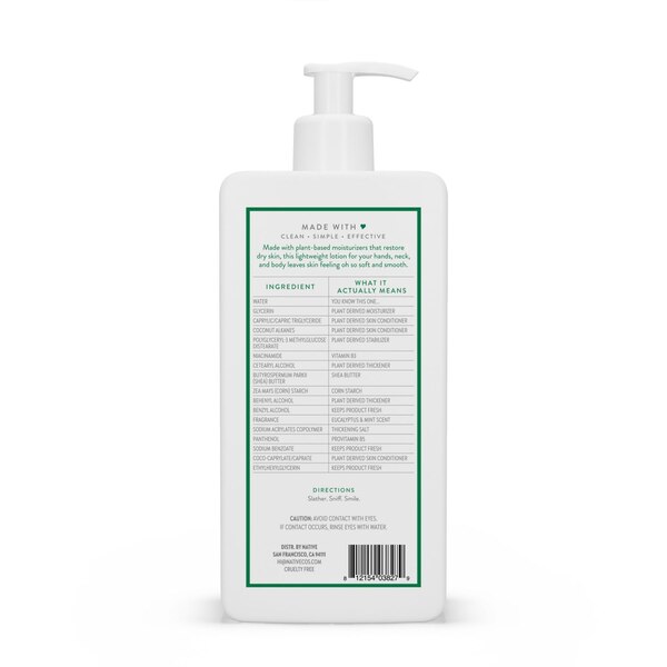 Native Hand and Body Lotion, Eucalyptus & Mint